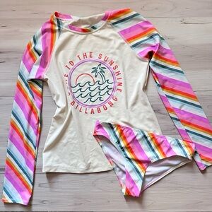 Billabong Magic Hour Come to the Sunshine Kids Rashguard Set Pink Cream Stripes